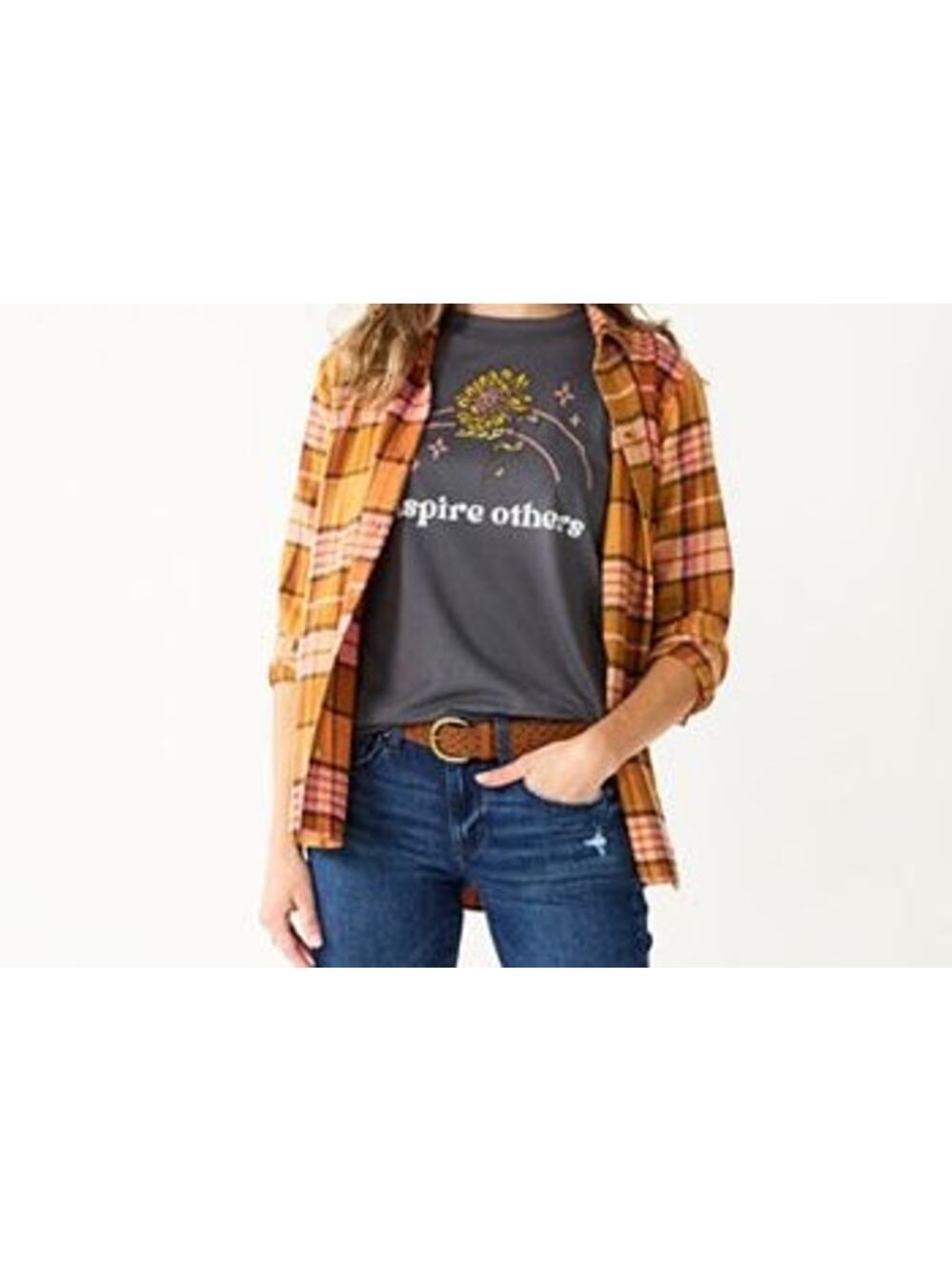 Women's Sonoma Goods Everyday Flannel Shirt Burnt Orange M